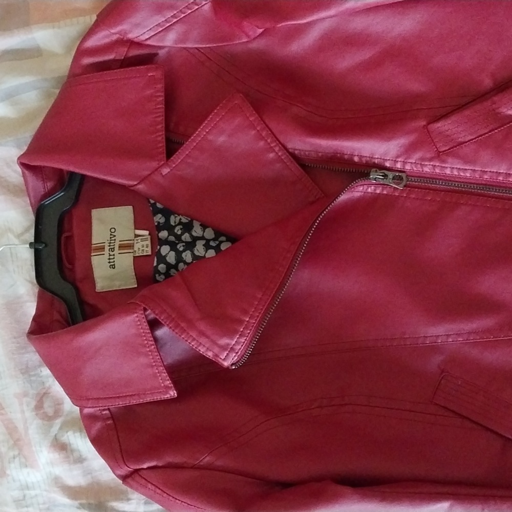Burgundy faux leather jacket